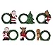BestPysanky Set of 6 Santa, Snowman, Reindeer Christmas Wreath Napkin Rings 2.5 Inches