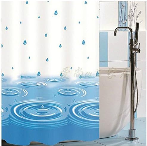 Blue and White Personalized Shower Curtains, Water and Mildew Resistant PEVA Bath Curtain, Vivid Droplet Design, Funky Elegant Bath Accessory, 72x72 inches(180x180cm)