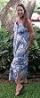Button Front Long Tank - Melia (Plumeria) Empire Waist Ruched Bust Line Drawstring Back Tie Hawaiian Aloha Ankle Length Dress - Regluar Size