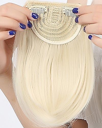 S-noilite Stylish 8"(20cm) Front Neat Bangs/fringe Bleach Blonde Clip in Hair Extensions 1pcs 2 Clips Striaght Hairpiece Charming Accessories Handy Use