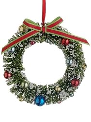 6" Pre-Decorated Flocked Glitter Bottle Brush Christmas Wreath - Unlit