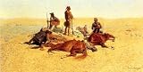 FRAMED oil paintings - Frederic Remington - 24 x 12 inches - The Last Lull in the Fight (aka The ...