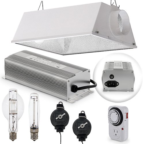 Pro Indoor 400 Watt Hydroponic Plant Growing Light System - MH & HPS Bulbs, Ducted Hood with Glass