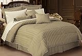 11pc Bed-in-a-Bag Beige Striped Comforter Set -- Size: king