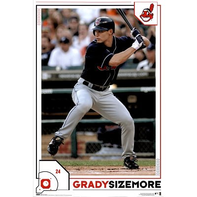 Professionally Framed Cleveland Indians (Grady Sizemore) Sports Poster Print - 24x36 with RichAndFramous Black Wood Frame