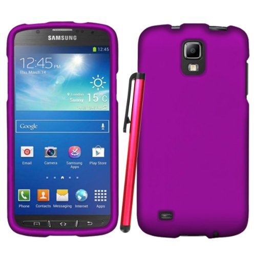 Samsung Galaxy S4 S 4 Active Purple Full Armor Protector Cover Hard Case + NakedShield Invisible Screen Protector + Stylus Pen