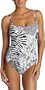 Calvin Klein Women's Animal Print Adjustable Strap Swimsuit,Black/White,12