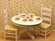 Dollhouse Miniature White Ladderback Chairs with Round Table