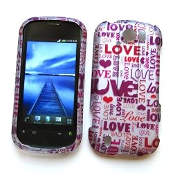 HTC myTouch 4G Slide (T-Mobile) Rubberized Snap On Protector Hard Case "Love Love Love" Design