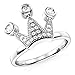 Metal Factory 925 Sterling Silver Cubic Zirconia Princess Crown Tiara CZ Band Ring