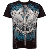 Legend of the Sword Metallic Silver Embossed Short Sleeve Crew Neck Cotton Mens Fashion T-Shirt