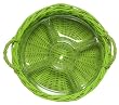 Hand Woven Kiwi Green Painted Willow Basket with Glass Chip Bowl 11 1/2"D x 4 1/4"H