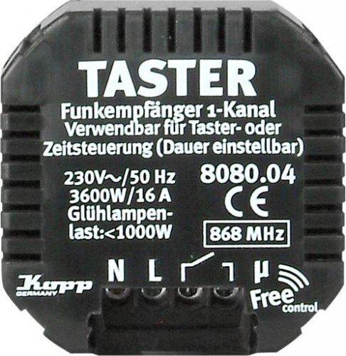 Kopp 8080.0402.0 Funk-Empf?nger Taster-/Zeitfunktion, Free control, schwarz