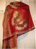 30% Wool 70% Viscose Pashmina Shawl / Wrap / Stole with Sequined Butterflies - Introductory Sale !