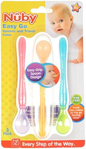 Nuby Easy Go Spoons with Travel Case - pink, one size