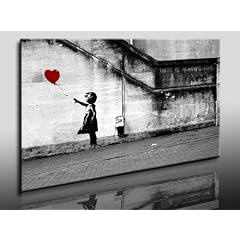 "Banksy" Streetart Graffiti Leinwand Bild 100x70cm / Leinwandbild fertig auf Keilrahmen - Kunstdrucke, Leinwandbilder, Wandbilder, Poster, Gem�lde, Pop Art Deko Kunst Bilder