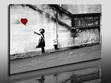 "Banksy" Streetart Graffiti Leinwand Bild 100x70cm / Leinwandbild fertig auf Keilrahmen - Kunstdrucke, Leinwandbilder, Wandbilder, Poster, Gem�lde, Pop Art Deko Kunst Bilder