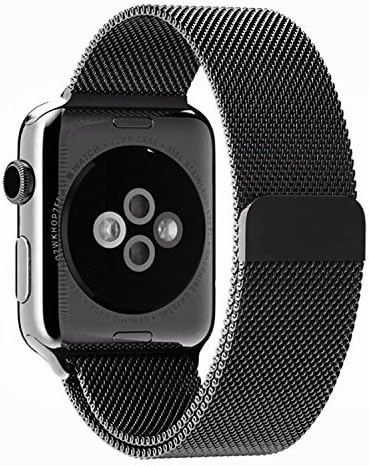 Apple Watch Band ,SSStars Milanese Magnetic Loop Stainless Steel Bracelet Smart Watch Strap for Apple Watch With Unique Magnet Lock No Buckle Needed - Black/42mm