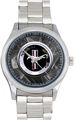 Mustang Running Pony Horse Smoky Bg Custom Metal Watch(40mm Dia,stainless Band)