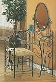 Burlington Black Sand Finish Metal Vanity Table Mirror & Stool