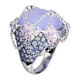 18K White Gold Blue Sapphire, Chalcedon, Pink Sapphire and Diamond Ring (25.79ctw)