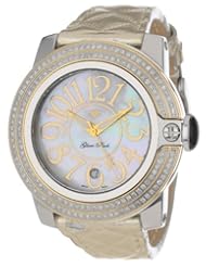 Glam Rock Womens GR32031D So-Be Mood White Mother-Of-Pearl Dial Diamond Accented Gold Leather Watch