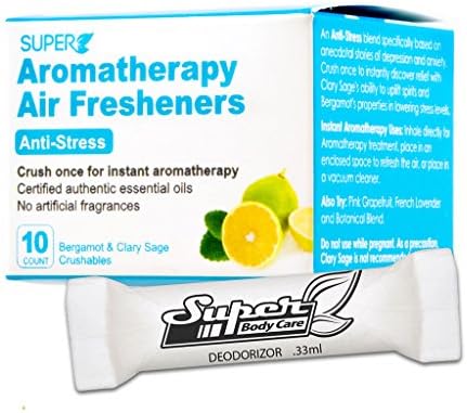 Crushables Air Freshener: 100% Pure Essential Oils. Chemical Free. Air Freshener for Home, Car, Gym Bag, Bathroom, Closet, Laundry, Trunk, and Small Spaces. Instant Aromatherapy in Just One Crush! Box of 10 (Anti-Stress Blend)