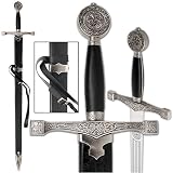  : Silver Excalibur Sword with Hard Scabbard - King Arthur's Medieval Fantasy Blade