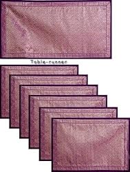 Placemat Set In Brocades Table Runner 25x19 inches, Mat 13x19 inches (btm001)