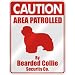CAUTION " AREA PATROLLED BY BEARDED COLLIE SECURITY CO. " PARKING SIGN DOG