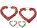Designer Inspired Jumbo Size Red Gold Jeweled Puffy Heart Bamboo Earrings