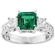 14K White Gold Emerald and Diamond Ring