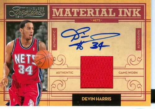 2010 Playoff National Treasure Authentic Devin Harris Autograph Game Worn Jersey Card