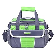 MIER Large Soft Cooler Bag Insulated Lunch Box Bag Picnic Cooler Tote with Dispensing Lid, Multiple Pockets(grey and green)