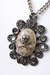 Rocker Jewelry Leopard Jasper Metal Skull pendant Large Unisex pendant