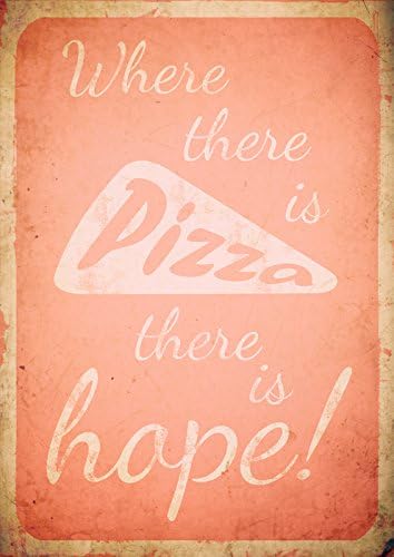 Diner Poster, Pizza Poster, Retro Poster, Size:16.5 Inch X 11.7 Inch, Unframed, Pink, Home Decor Poster, Cafe, Kitchen Poster