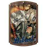 Detroit Tigers Wood Sign w/ Throwback Jersey