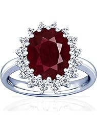 Platinum Cushion Cut Ruby Ring With Sidestones