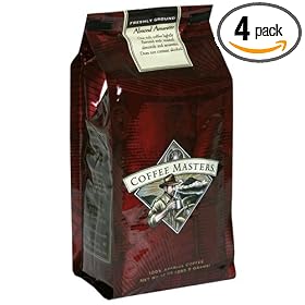 Coffee Masters Flavored Coffee, Almond Amaretto, Ground, 12-Ounce Bags (Pack of 4)