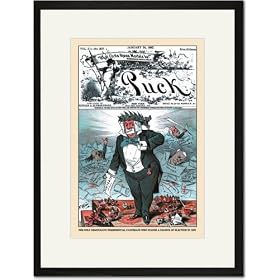 Black Framed/Matted Print 17x23, Puck Magazine: The Only Democratic Presidential Candidate