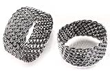 Antiqued Set of 5 Braided Sterling Silver Napkin Rings