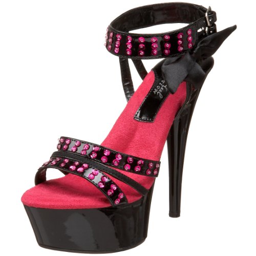 The Highest Heel Women's Crystal-25 Platform Sandal,Black Patent,6 M US