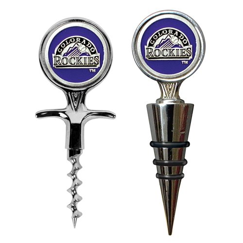 MLB Colorado Rockies Cork Screw and Wine Bottle Topper Set