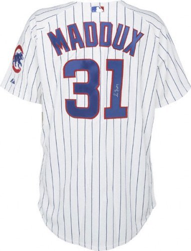 Greg Maddux Chicago Cubs Autographed Majestic Athletic Authentic Pinstripe Jersey