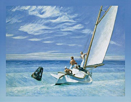 Kunstdruck / Poster 90x70 Hopper GROUND SWELL, 1937 - Segelschiff Segelboot Boot Meer Bild Deko