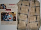 Springmaid Snuggler Blanket Throw Tan Plaid Fleece