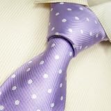 NEW Y&g Designer Hand Made Purple White Polka Dots 100% Jacquard Woven Pure Silk Mens Neck Tie Neckwear Necktie Set T4002