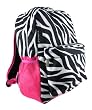 Zebra Stripe Print Backpack Book Bag Hot Pink Trim