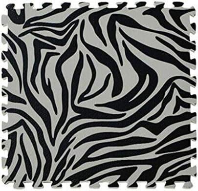 9 Pieces Zebra Mosaic Mat EVA Foam Mats Baby Crawling Puzzle Mats Living Room/bedroom Floor Mats (Zebra)