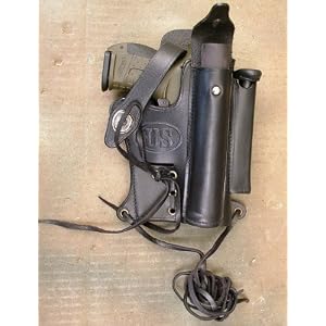 Walther P22 Black Leather Holster w/ Magazine and Silencer Pockets Marked 
